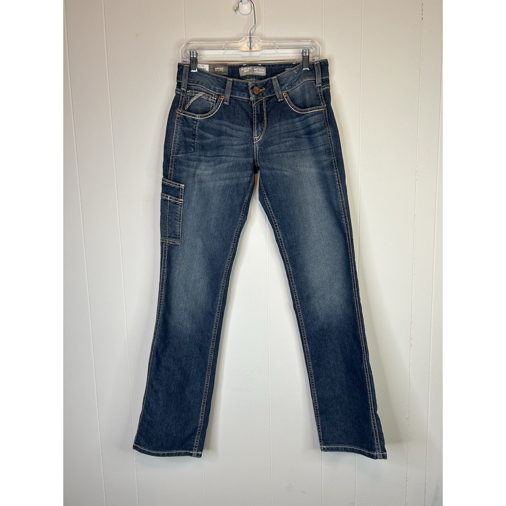 Ariat Work Rebar Women's 29R Midrise Straight Leg Jeans Blue New 217